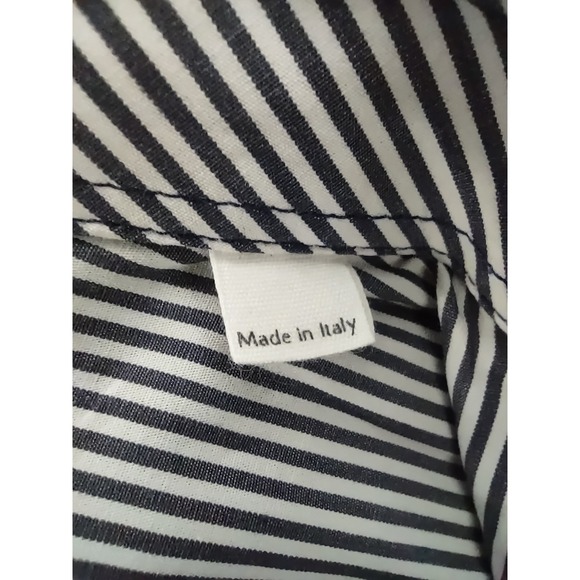 Billy Reid Button Up Shirt Mens L Striped Navy White Made In Italy Fit 2 Cotton - Picture 9 of 11